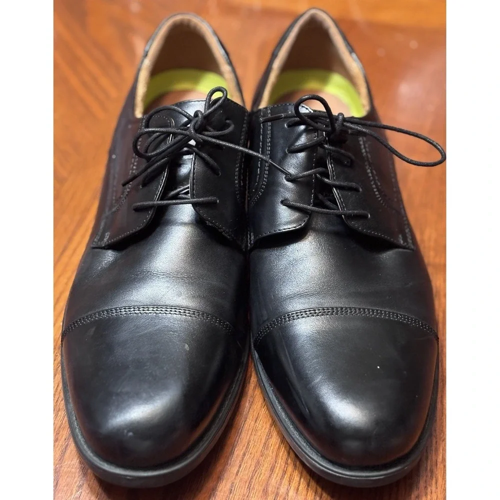 Florsheim Comfortech Mens 13D Black Leather Cap Toe Oxford Dress Shoes Ortholite